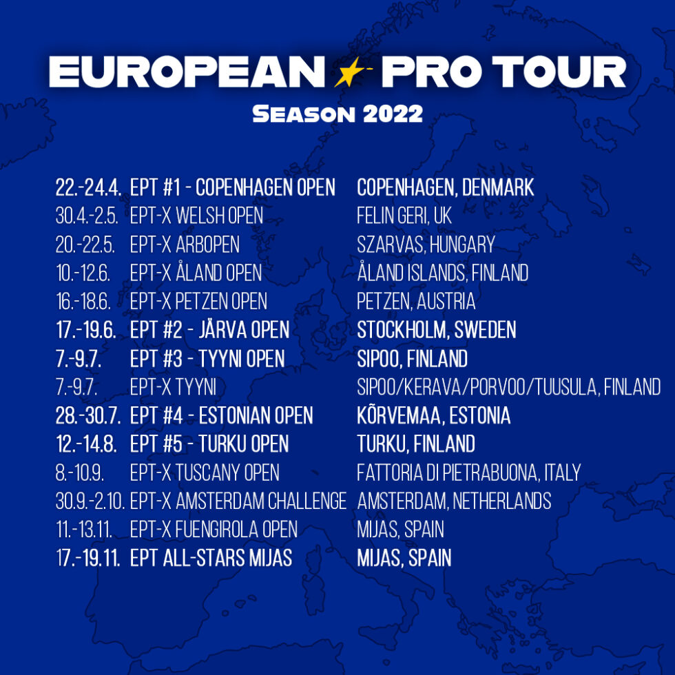 European Pro Tour and EPTX 2022 Schedules confirmed European Pro Tour