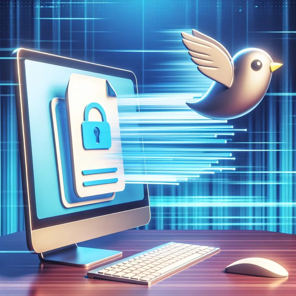 "شخص يستخدم أسرع برنامج تحميل من تويتر على جهاز الكمبيوتر لتحميل مقاطع الفيديو والوسائط بسهولة. دليل شامل حول استخدام البرنامج بكفاءة."